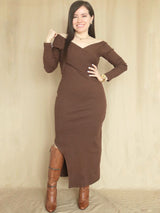 MAXIVESTIDO RIB ESCOTE CRUZADO