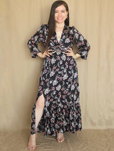 MAXIVESTIDO HEBILLA ESTAMPADO NEGRO