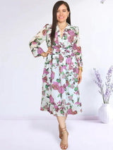 VESTIDO MIDI FULL BOBOS CON PRETINA ESTAMPADO HUESO