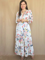 MAXIVESTIDO 3 TIEMPOS ESTAMPADO CREMOSO