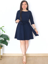 VESTIDO CORTO CON LAZO AZUL