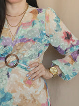 MAXIVESTIDO HEBILLA CON BOBO CENTRAL MARMOLEADO VERDE