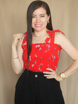 TOP MULTIAGUJA CON LAZOS ESTAMPADO