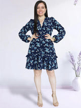 VESTIDO CORTO BOBO CENTRAL ESTAMPADO AZUL