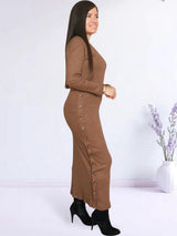 MAXIVESTIDO RIB BOTONES COSTADO