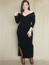 MAXIVESTIDO RIB ESCOTE CRUZADO