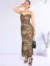 MAXIVESTIDO TIRAS MESH NUDO VERDE