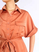 VESTIDO CORTO CAMISERO OVERSIZE MANDARINA ENTERO