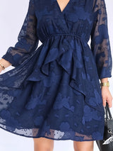 VESTIDO CORTO CAPAS CRUZADAS AZUL