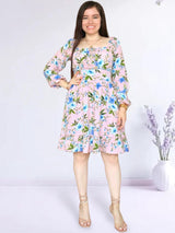 VESTIDO CORTO BUSTO RECOGIDO ESTAMPADO ROSA