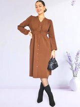 VESTIDO MIDI CAMISERO CON PRETINA TOFFEE