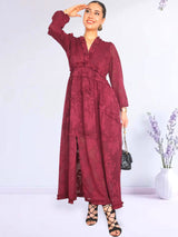 MAXIVESTIDO FULL BOBOS CON PRETINA GUINDA