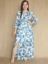 MAXIVESTIDO FULL BOBOS CON PRETINA ESTAMPADO HUESO