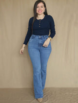 PANTALÓN FLARE JEAN CELESTE