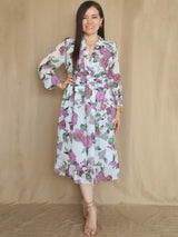 VESTIDO MIDI FULL BOBOS CON PRETINA ESTAMPADO HUESO