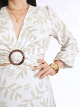 MAXIVESTIDO HEBILLA ESTAMPADO IVORY