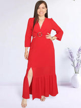 MAXIVESTIDO HEBILLA ROJO ENTERO