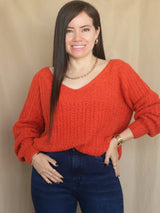 SWEATER CUELLO V TRENZAS