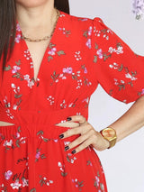 MAXIVESTIDO DOBLE PRETINA ESTAMPADO ROJO