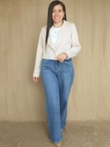 ABRIGO BLAZER CROP PAÑO