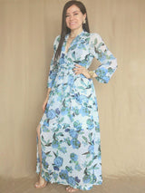 MAXIVESTIDO FULL BOBOS CON PRETINA ESTAMPADO HUESO