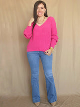 SWEATER CUELLO V TRENZAS