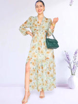 MAXIVESTIDO FULL BOBOS ESTAMPADO VERDE