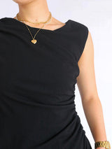 VESTIDO CORTO DRAPEADO NEGRO