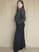 ABRIGO BLAZER CROP PAÑO