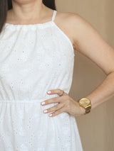 MAXIVESTIDO CUELLO HALTER 2 TIEMPOS HUESO ENTERO