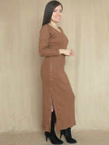 MAXIVESTIDO RIB BOTONES COSTADO