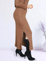 MAXIVESTIDO RIB BOTONES COSTADO