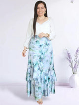 MAXIFALDA VUELOS PEQUEÑOS ESTAMPADO GRIS