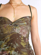 MAXIVESTIDO TIRAS MESH NUDO VERDE