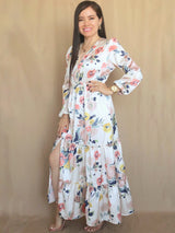 MAXIVESTIDO 3 TIEMPOS ESTAMPADO CREMOSO