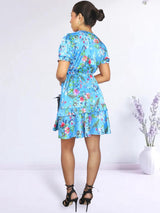 VESTIDO CORTO BOBO CENTRAL ESTAMPADO CELESTE