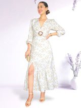 MAXIVESTIDO HEBILLA ESTAMPADO IVORY
