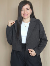 ABRIGO BLAZER CROP PAÑO