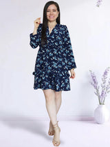 VESTIDO CORTO BOBO CENTRAL ESTAMPADO AZUL