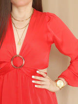 VESTIDO CORTO 2 CAPAS CON HEBILLA ROJO ENTERO