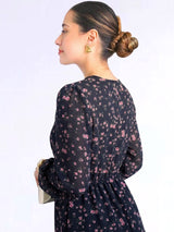 VESTIDO MIDI 3 TIEMPOS ESTAMPADO AZUL (O)