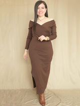 MAXIVESTIDO RIB ESCOTE CRUZADO