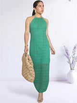 MAXIVESTIDO TEJIDO CUELLO HALTER