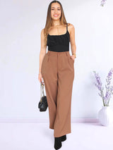 PANTALÓN PALAZO CON ELÁSTICO CON VIVOS