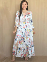 MAXIVESTIDO 3 TIEMPOS ESTAMPADO CREMOSO