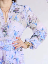 MAXIVESTIDO FULL BOBOS CON PRETINA ESTAMPADO LILA