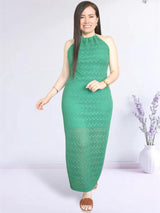 MAXIVESTIDO TEJIDO CUELLO HALTER