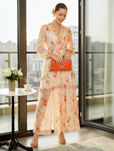 MAXIVESTIDO FULL BOBOS CON PRETINA FLORES NARANJAS