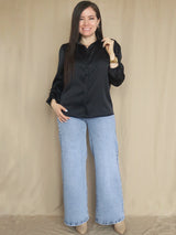 CAMISA MANGA ABULLONADA SATINADA