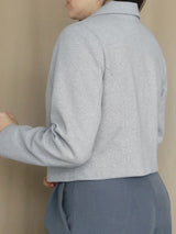 ABRIGO BLAZER CROP PAÑO